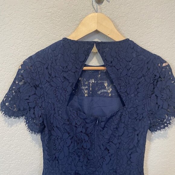 TRUTH & FABLE Women XSmall Lace Dress  Bridesmaid Midi Blue Modest Church Social - Picture 7 of 14